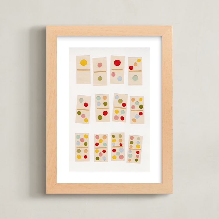 "Playful Dominoes" - Art Print in Sherbet by Alisa Galitsyna - Framed