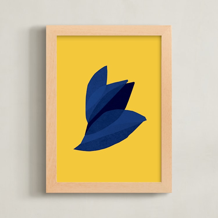 "bright botanical" - Art Print in mustard by Carrie Moradi - Framed