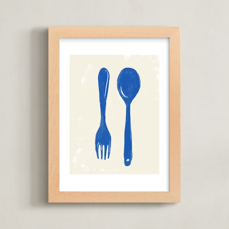 "kitchen cutlery" - Art Print in Cobalt by Zoe Pappenheimer - Framed