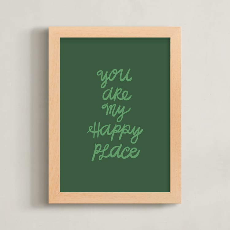 "Happy Place" - Art Print in Grass by Kelly Watkins - Framed