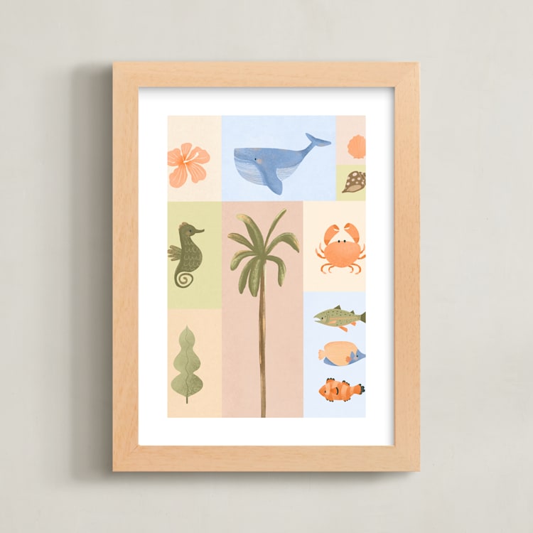 "Coastal Paradise" - Art Print in Sand by Kate Blalock - Framed