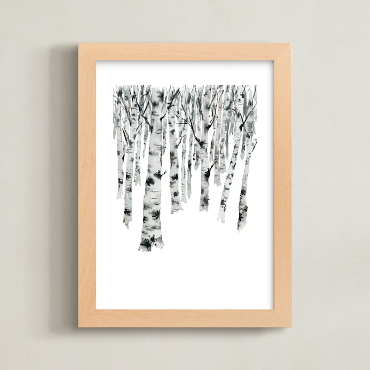 "Birch Forest" - Art Print in Birch Grey by Jean Choe Art and Design - Framed
