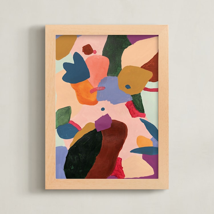 "Height" - Art Print in blue beige by FERNANDA MARTINEZ - Framed