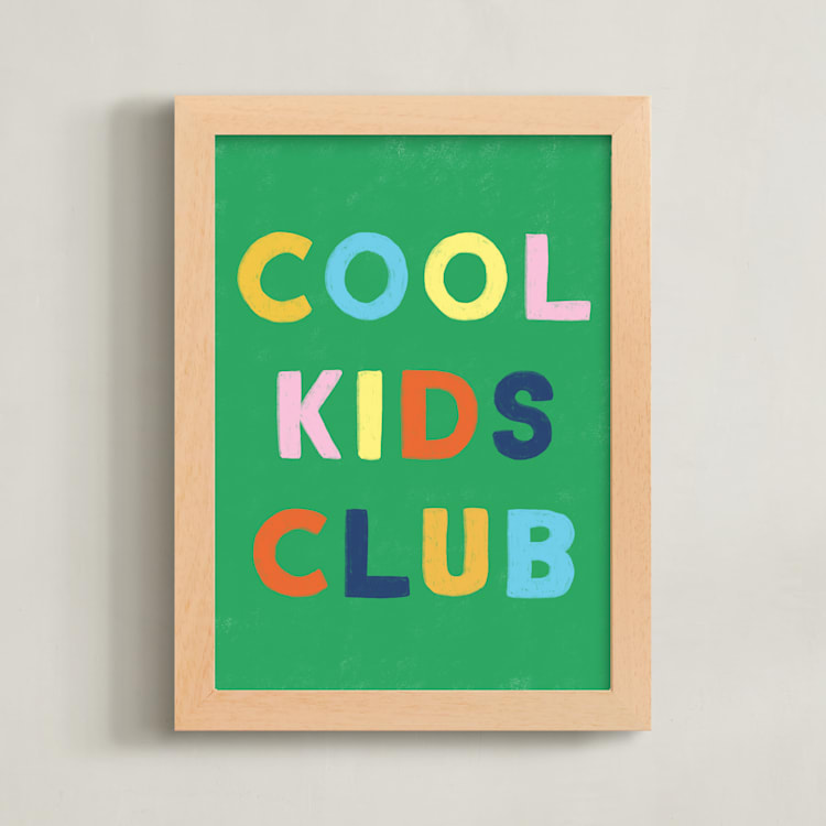 "Cool Kids Club" - Art Print in Grass Green by Kiersten Garner - Framed