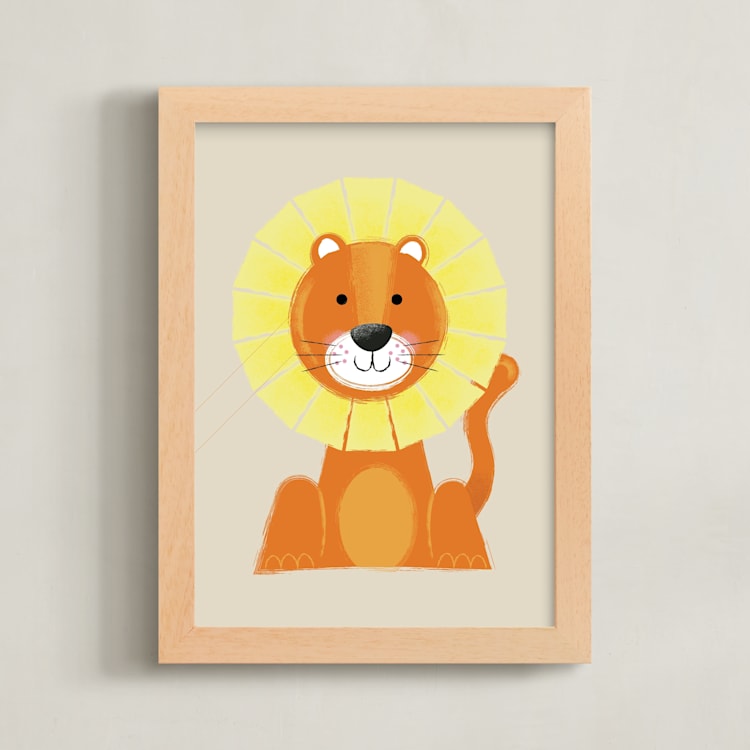 "Mr. Lion" - Art Print in Sand by Ashlee Townsend - Framed