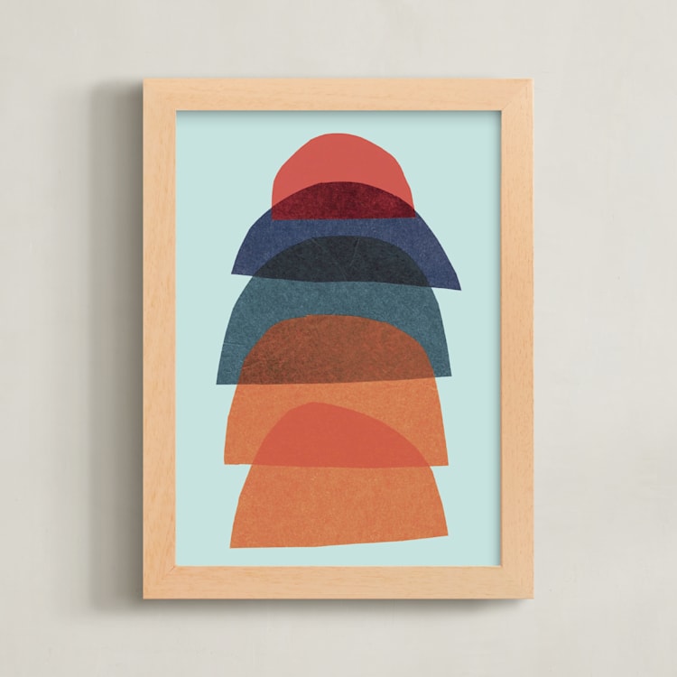 "paper stack" - Art Print in cosmic mint by Carrie Moradi - Framed