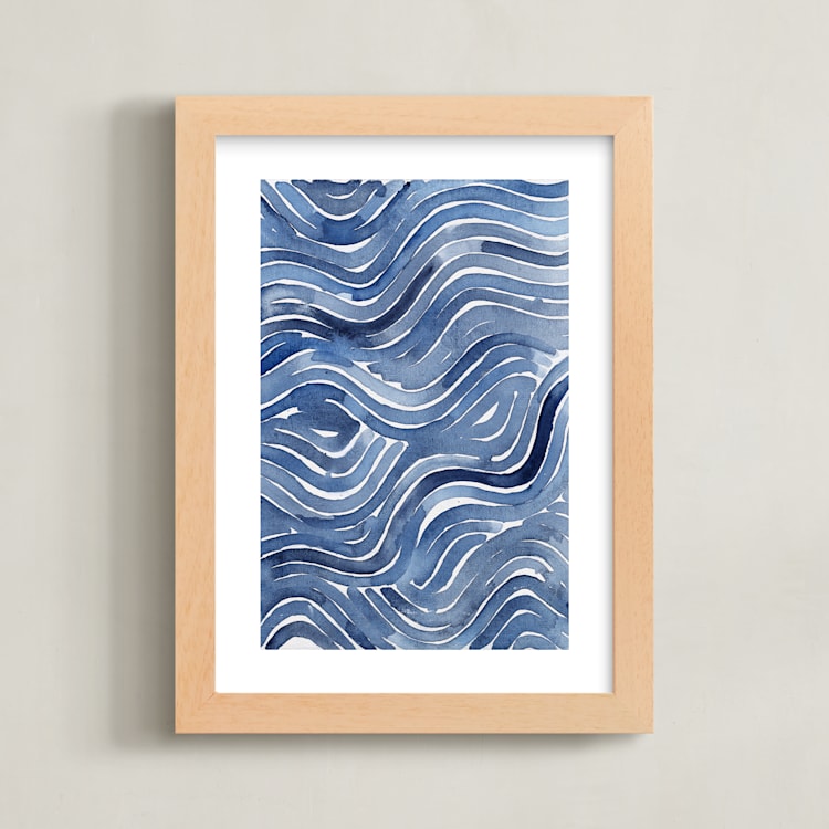 "Playful Tide" - Art Print in Gulf by Kristine Sarley - Framed
