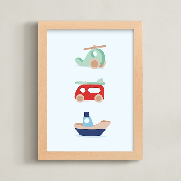 "Air Land Sea" - Art Print in The Blues by Tamara Hilje - Framed