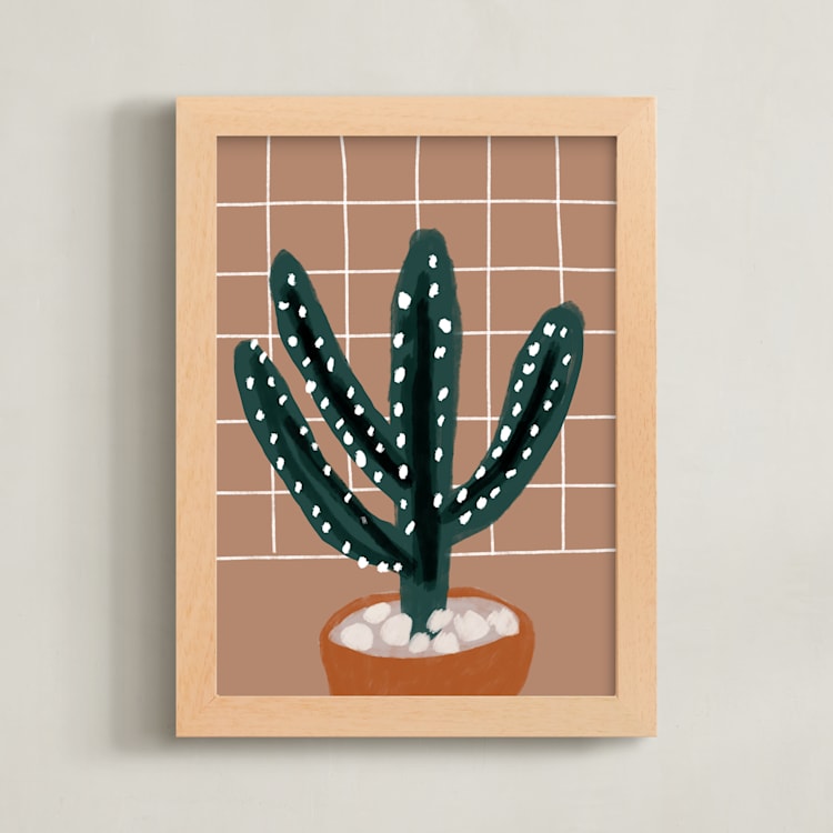 "cactus plant" - Art Print in mud by Cass Loh - Framed