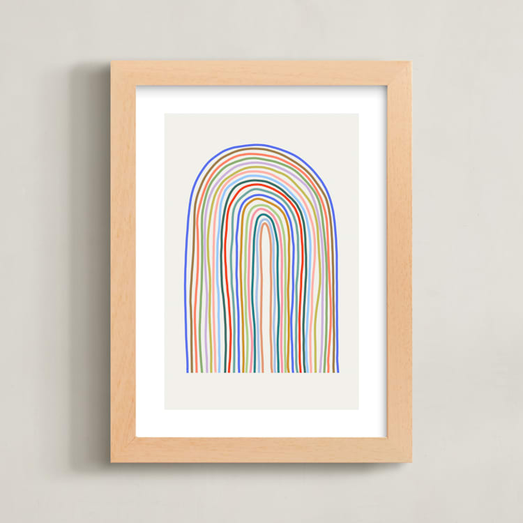 "happy rainbow" - Art Print in Buttercream by Kelly Watkins - Framed