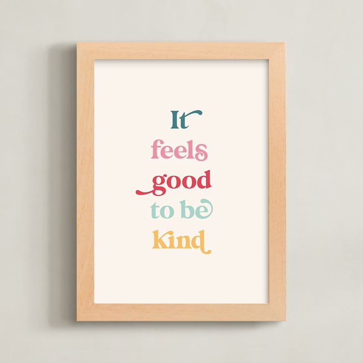 "It feels good to be kind" - Art Print in Cupcake by Leah Ragain - Framed