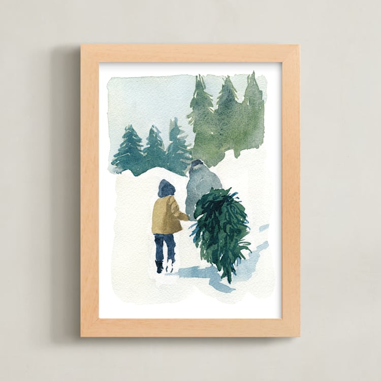 "the perfect tree" - Art Print in Forest Green by Mary Cecelia - Framed