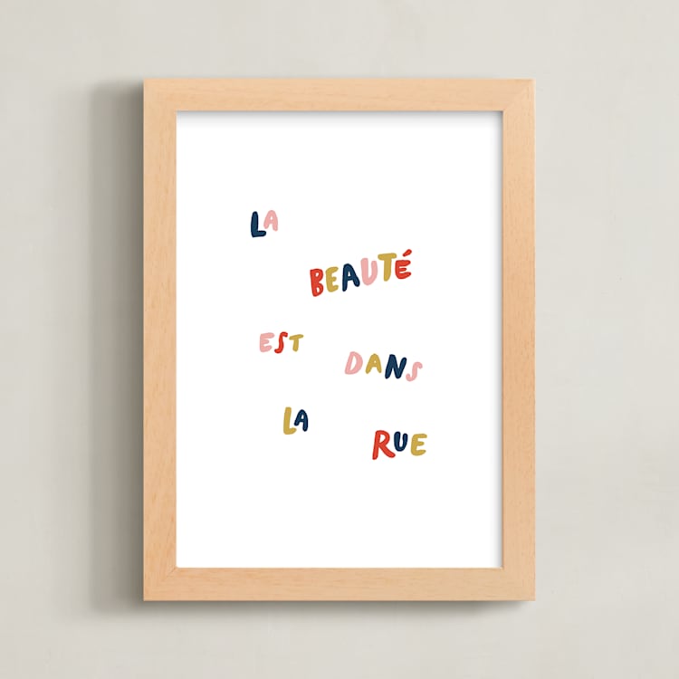 "Beauty is in the Street" - Art Print in Navy by June Letters Studio - Framed