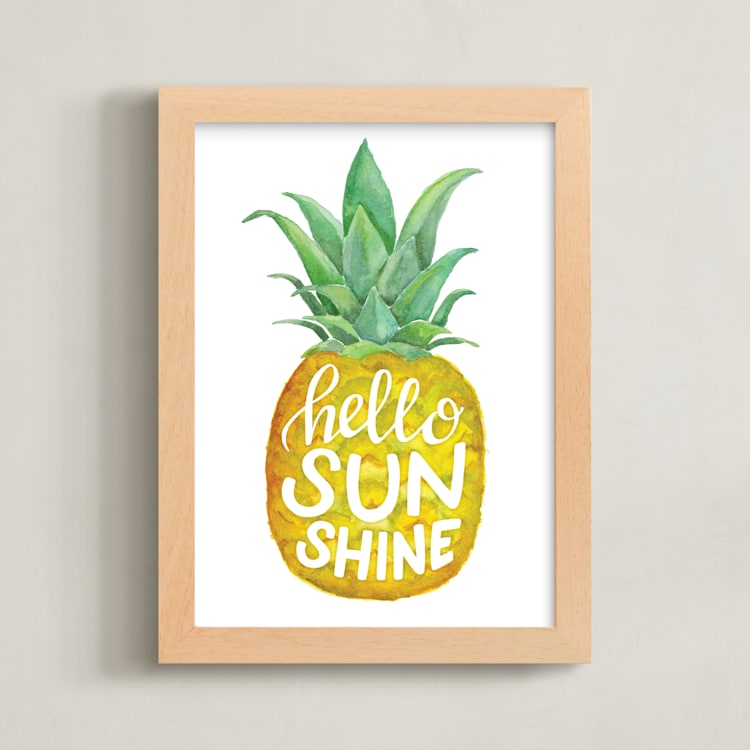 "Sunshine Pineapple" - Art Print in Pineapple Yellow by Stardust Design Studio - Framed