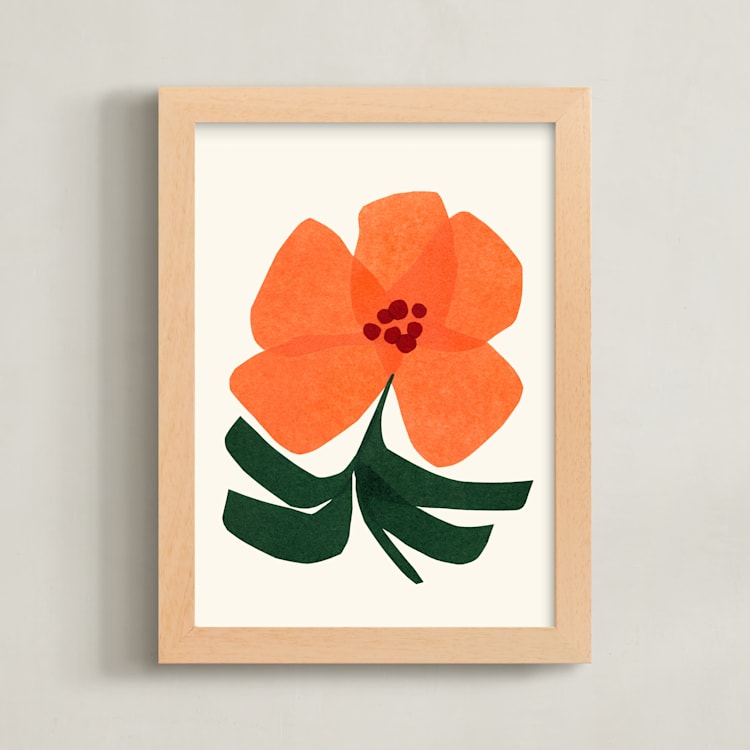 "Dancing Florals 2" - Art Print in Poppy by Carrie Moradi - Framed