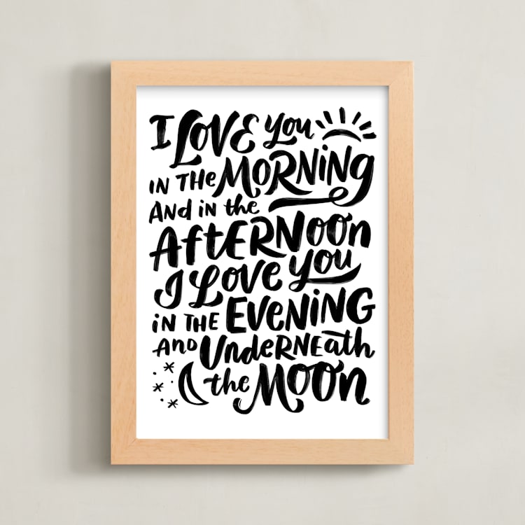 "I Love You in the Morning" - Art Print in Black by Laura Bolter - Framed