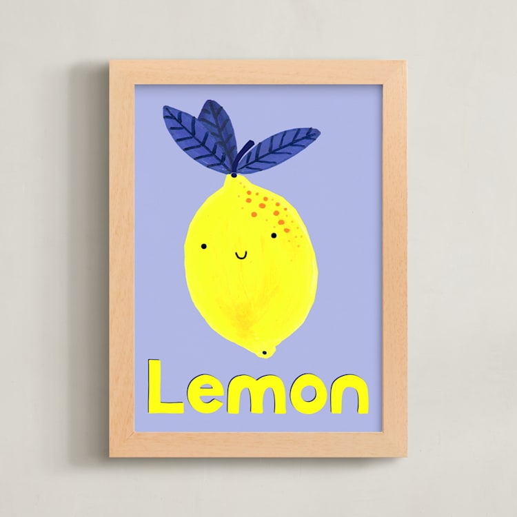 "My Fruity Family I" - Art Print in Light Purple by Marta Crea - Framed