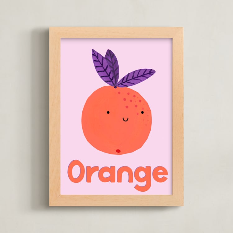 "My Fruity Family II" - Art Print in Light Pink by Marta Crea - Framed