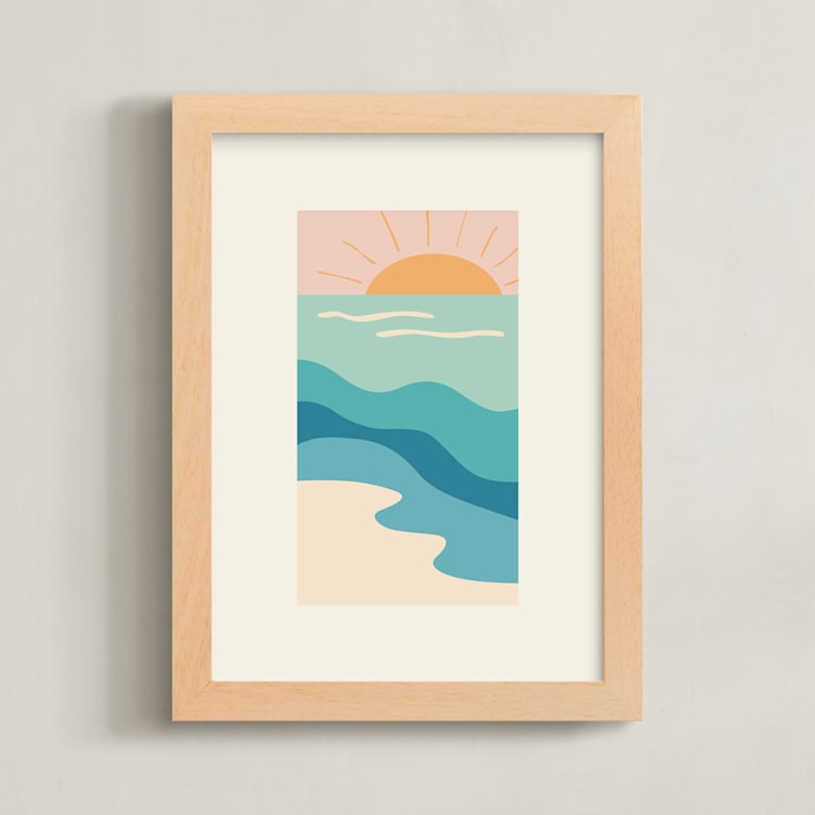 "Sunset Serenades No.2" - Art Print in Saltwater by Jessica C Nugent - Framed