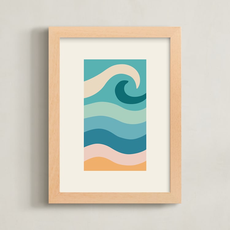 "Sunset Serenades No.1" - Art Print in Saltwater by Jessica C Nugent - Framed
