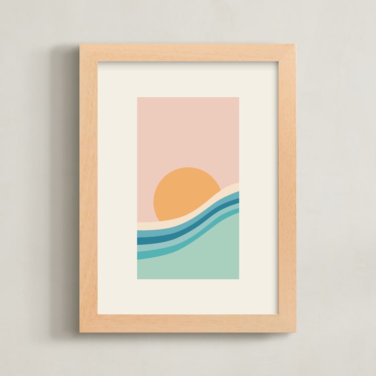 "Sunset Serenades No.3" - Art Print in Saltwater by Jessica C Nugent - Framed