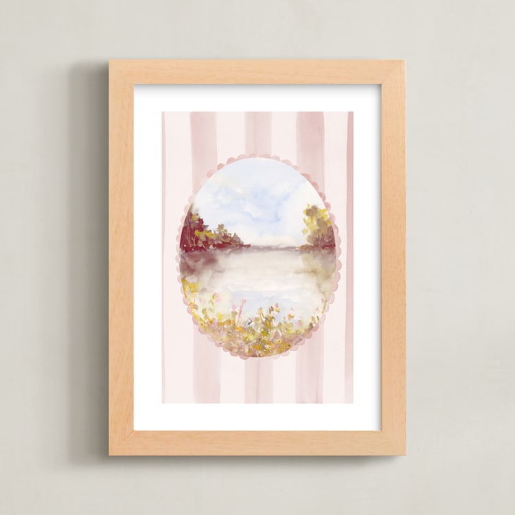 "Watercolor Whimsy" - Art Print in Rose by Lindsay Megahed - Framed