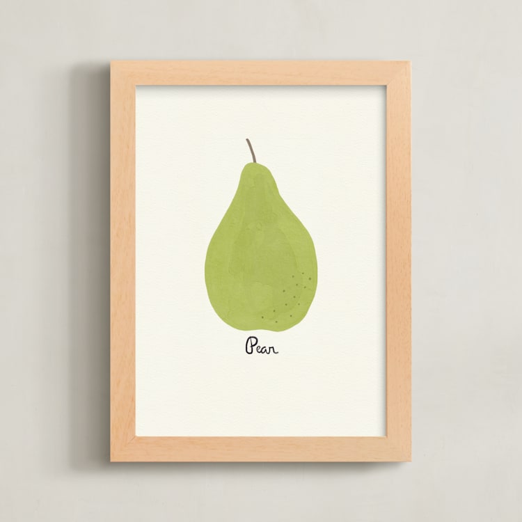 "Round Fruit Duo 2" - Art Print in Anjou Green by Betsy Siber - Framed