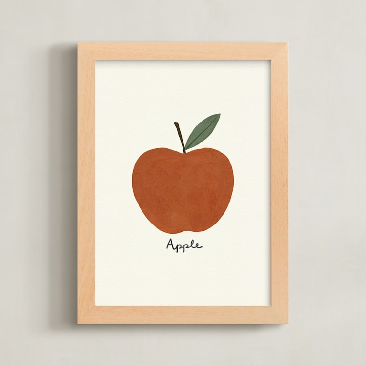 "Round Fruit Duo 1" - Art Print in Fuji Red by Betsy Siber - Framed
