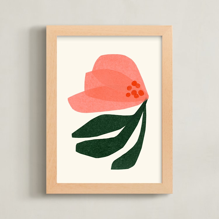 "Dancing Florals 3" - Art Print in Flamingo by Carrie Moradi - Framed