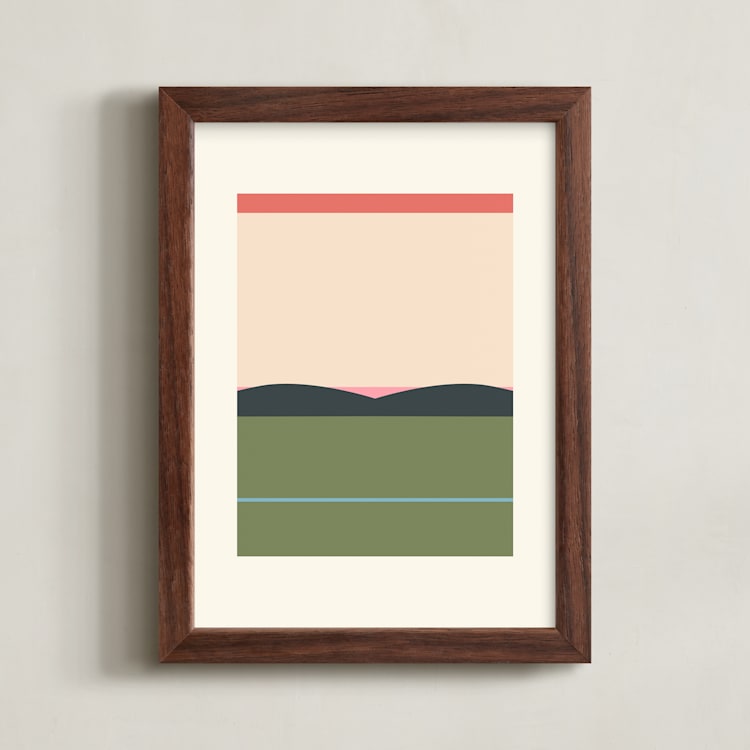 "Horizons Set 3" - Art Print in Grass Green by Roseanne Kenny - Framed