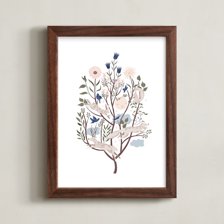 "Tree of Life" - Art Print in Blue Jay by Eve Schultz - Framed