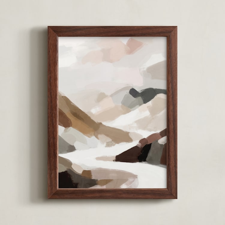 "Earthy Cascade I" - Art Print in Tan by Melanie Severin - Framed