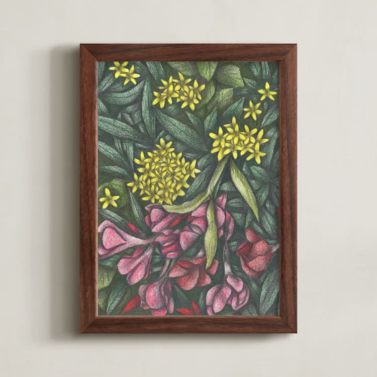 "Mediterranean Bush" - Art Print in Merlot by Cecilia Battaini - Framed