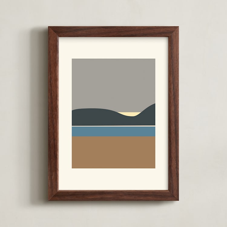 "Horizons Set 1" - Art Print in Earthy Brown by Roseanne Kenny - Framed