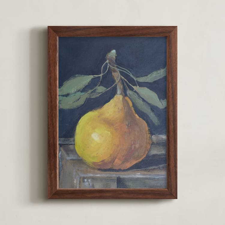 "Pear Still Life" - Art Print in Charcoal by Rachel Roe - Framed