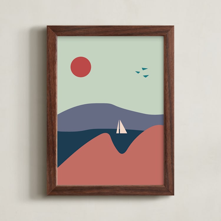 "St Palais" - Art Print in Mint by Alex Roda - Framed