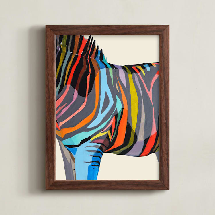 "Safari Stripes" - Art Print in Multi by Jess Franks - Framed