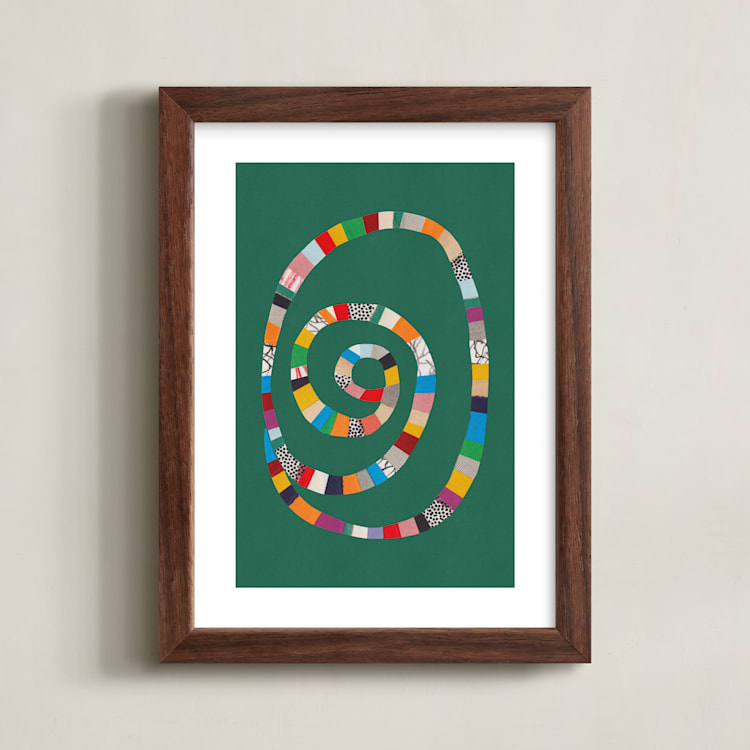 "Whirl of Colors" - Art Print in Shamrock Green by Alisa Galitsyna - Framed
