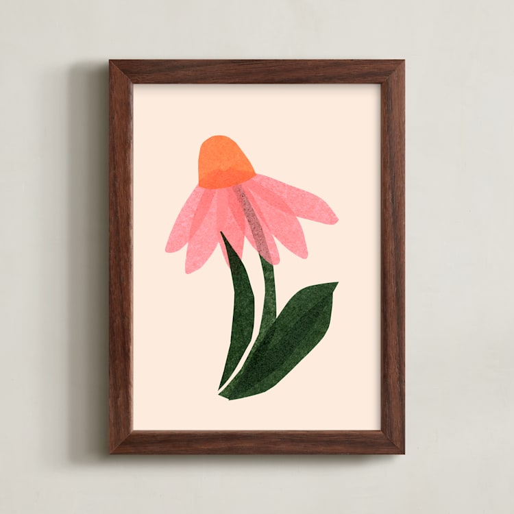 "Coneflower Collage" - Art Print in Melon by Carrie Moradi - Framed