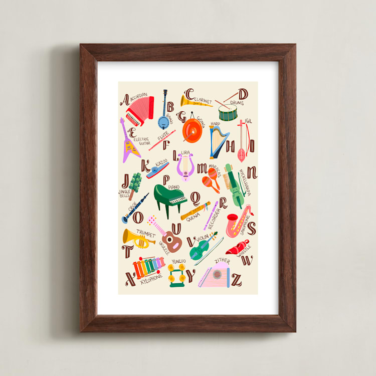 "Musical Alphabet" - Art Print in Retro Rainbow by DorothyDear Creations - Framed