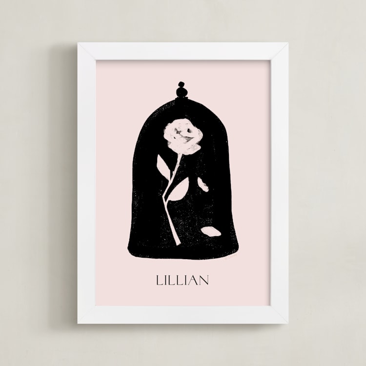 "Enchanted Disney Beauty And The Beast" - Personalized Art Print in Petal by Robin Ott - Framed