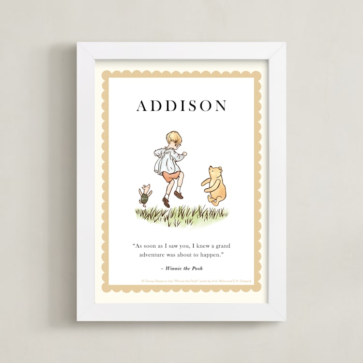 "Disney's Winnie the Pooh Vintage Quotes" - Personalized Art Print in Honey by Katherine Moynagh - Framed