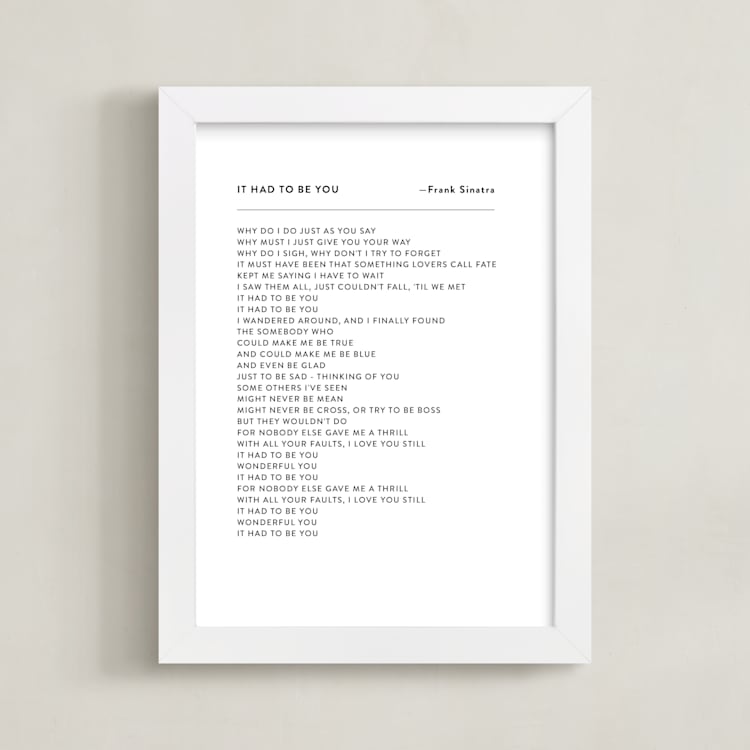 "Your Lyrics: Custom Print " - Custom Print in White by Minted - Framed