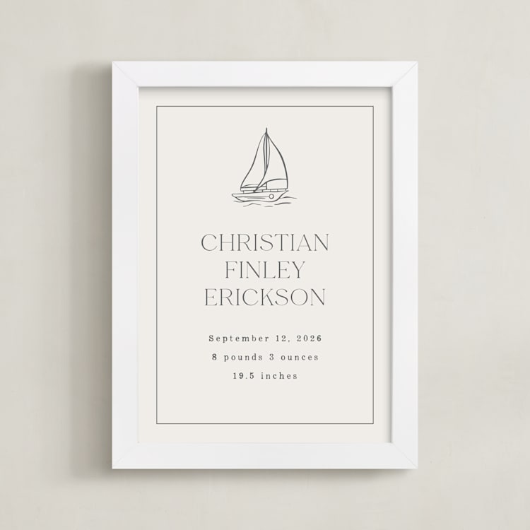 "Baby's Boat: Custom Print" - Custom Print in Sailor by Stephanie Hawkes - Framed