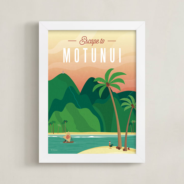 "Escape to Motunui" - Art Print in Sunset by Erica Krystek - Framed