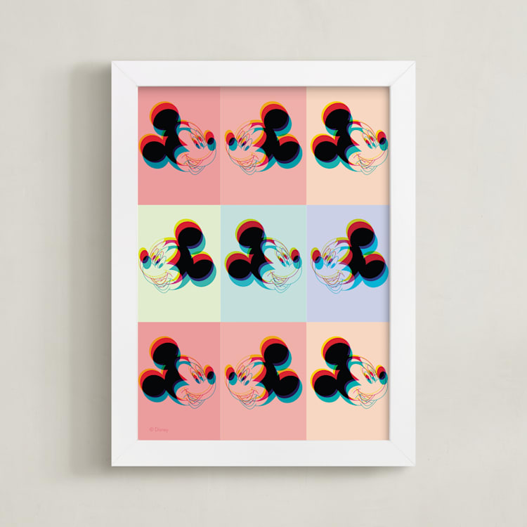 "3D Mickey Mouse" - Art Print in Sherbet by Emanuela Carratoni - Framed