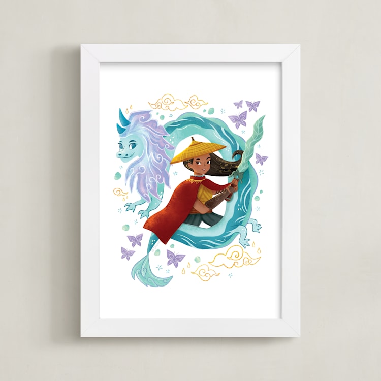 "Warrior Princess Raya" - Art Print in Water Dragon by curiouszhi - Framed