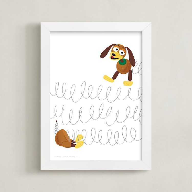 "Slinky Dog Saves the Day" - Art Print in Bark by Jackie Crawford - Framed