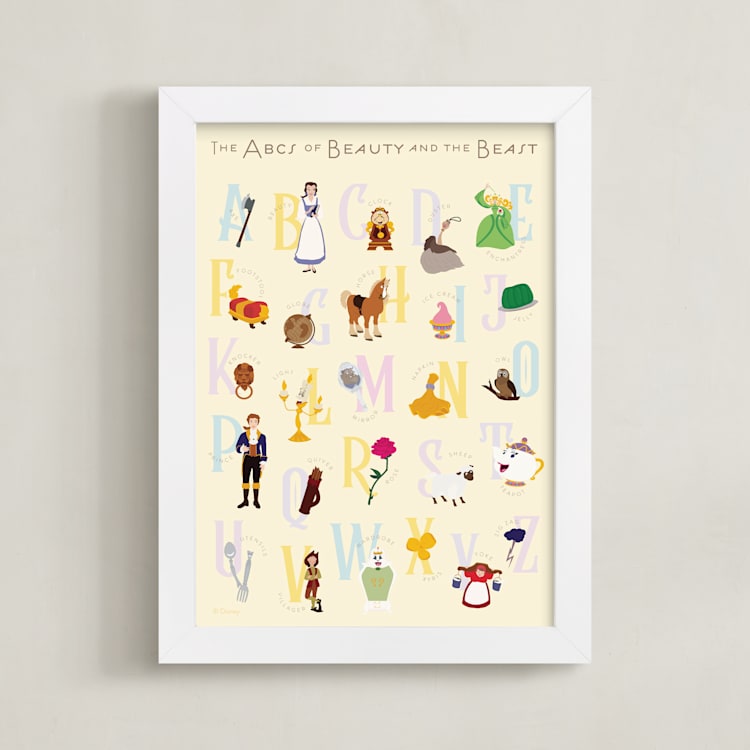 "The ABCs of Disney's Beauty and the Beast" - Art Print in Candlewax by Christie Kelly - Framed