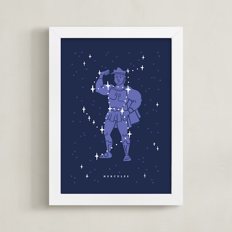 "Disney's Hercules Stars Are Born" - Art Print in Pruple by Rebecca Smith - Framed
